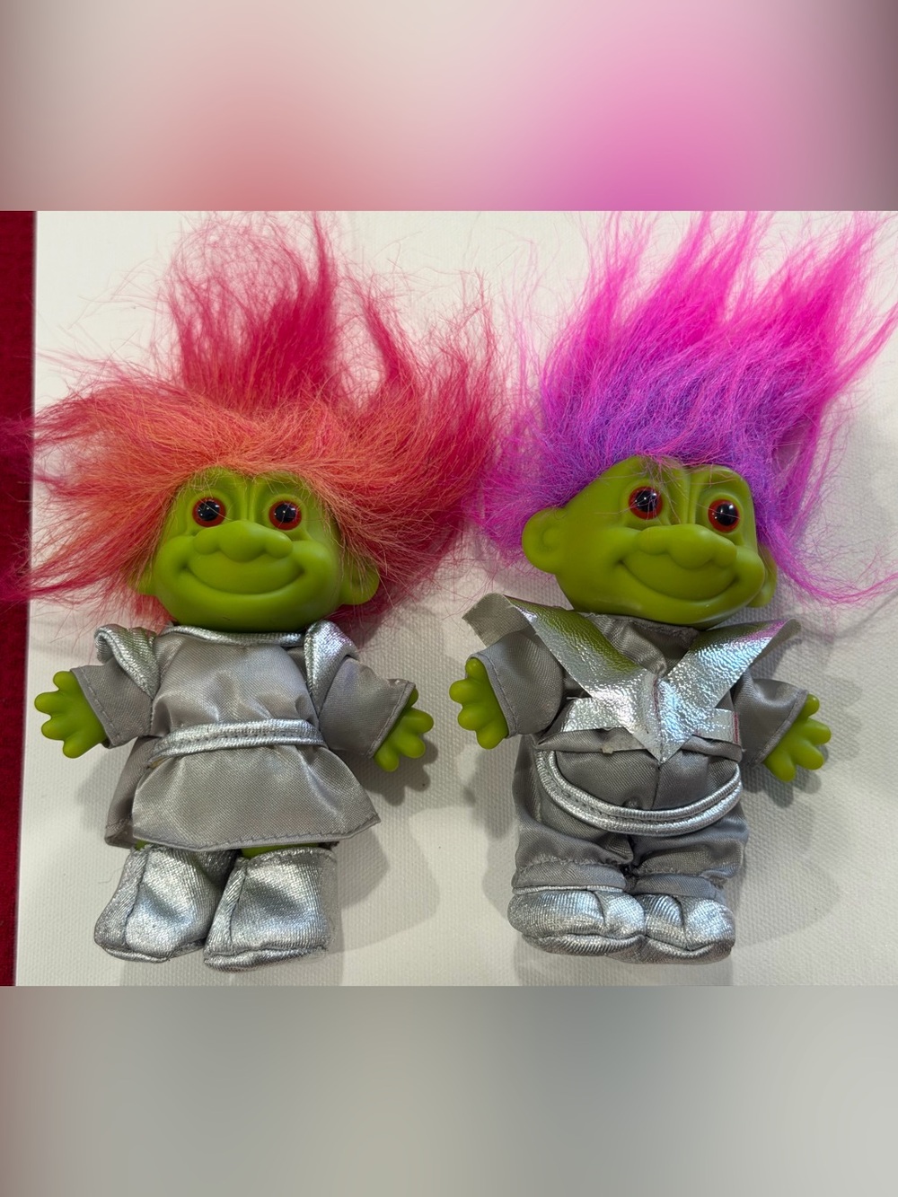 Russ Troll Martian Outfits multicolor Hair 4” Original. Halloween decor Pair
